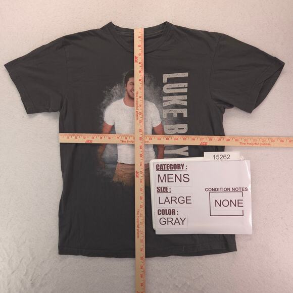 Luke Bryan Band Casual Short Sleeve Graphic T Shirt Mens Size Large L Gray - Picture 5 of 9